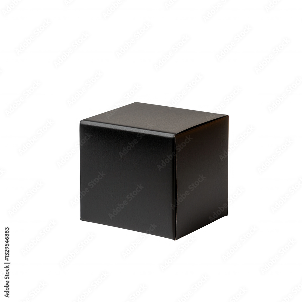 Black square packaging box, white isolated background. Black square packaging box, white isolated background.