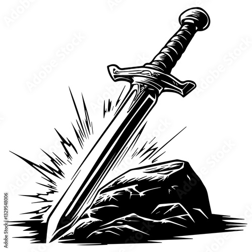 Excalibur Sword in Stone Illustration