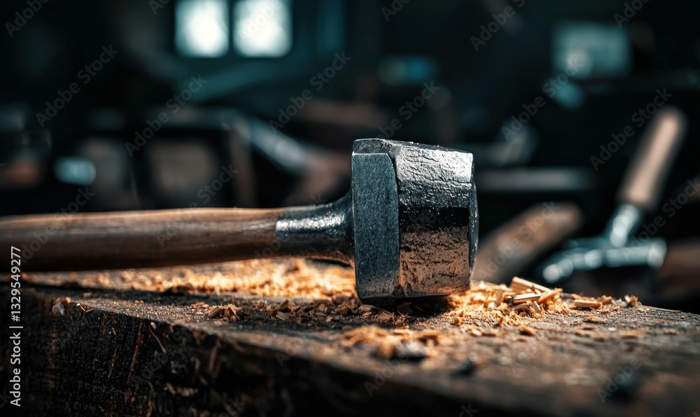 Hammer on Wood Surface Hammer on Wood Surface