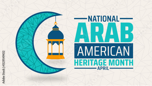 Arab American Heritage Month Islamic concept background banner or poster design template. observed every year in April. Holiday concept. Use to any Template, card, poster, placard, template