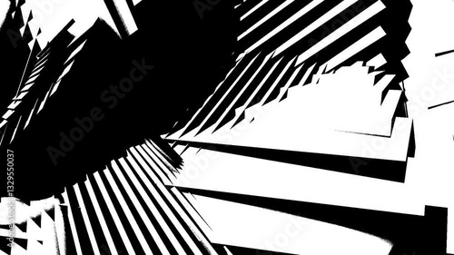 Comic Manga Style Overlay Architecture Building Wall Concrete Geometry Video Effect Motion Graphics Black and White Texture Digital Animation. 