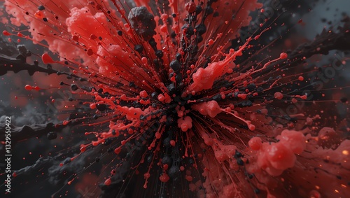 A vibrant explosion of red and black colors, creating an abstract background that inspires creativity and imagination.