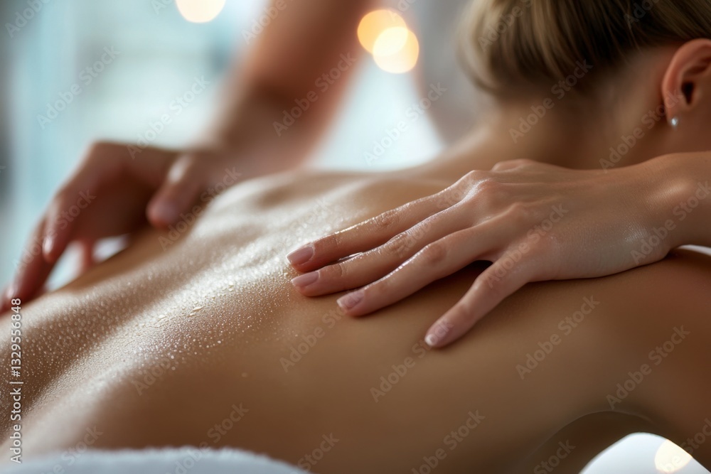 custom made wallpaper toronto digitalBeautiful woman receiving a back massage at a spa salon, close-up photo of a young female getting a body treatment