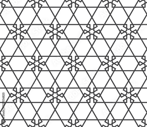 Seamless girih pattern. Girih 6. Traditional Islamic Design. Mosque decoration element. Seamless geometric pattern. Seamless islamic pattern. Background vector illustration. Morocco seamless vector pa