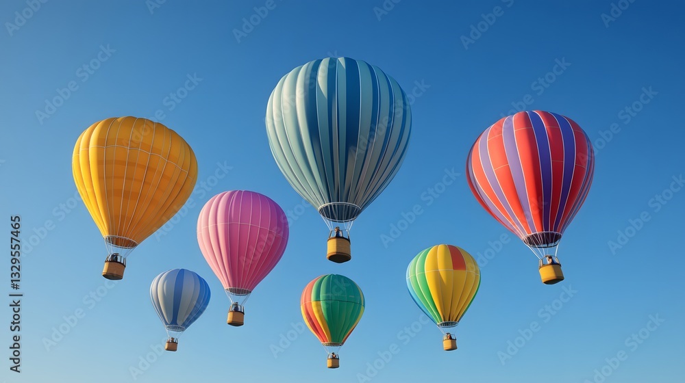 Creative 3D composition of colorful balloons floating in the air, perfect for festive and celebration themes Creative 3D composition of colorful balloons floating in the air, perfect for festive and celebration themes