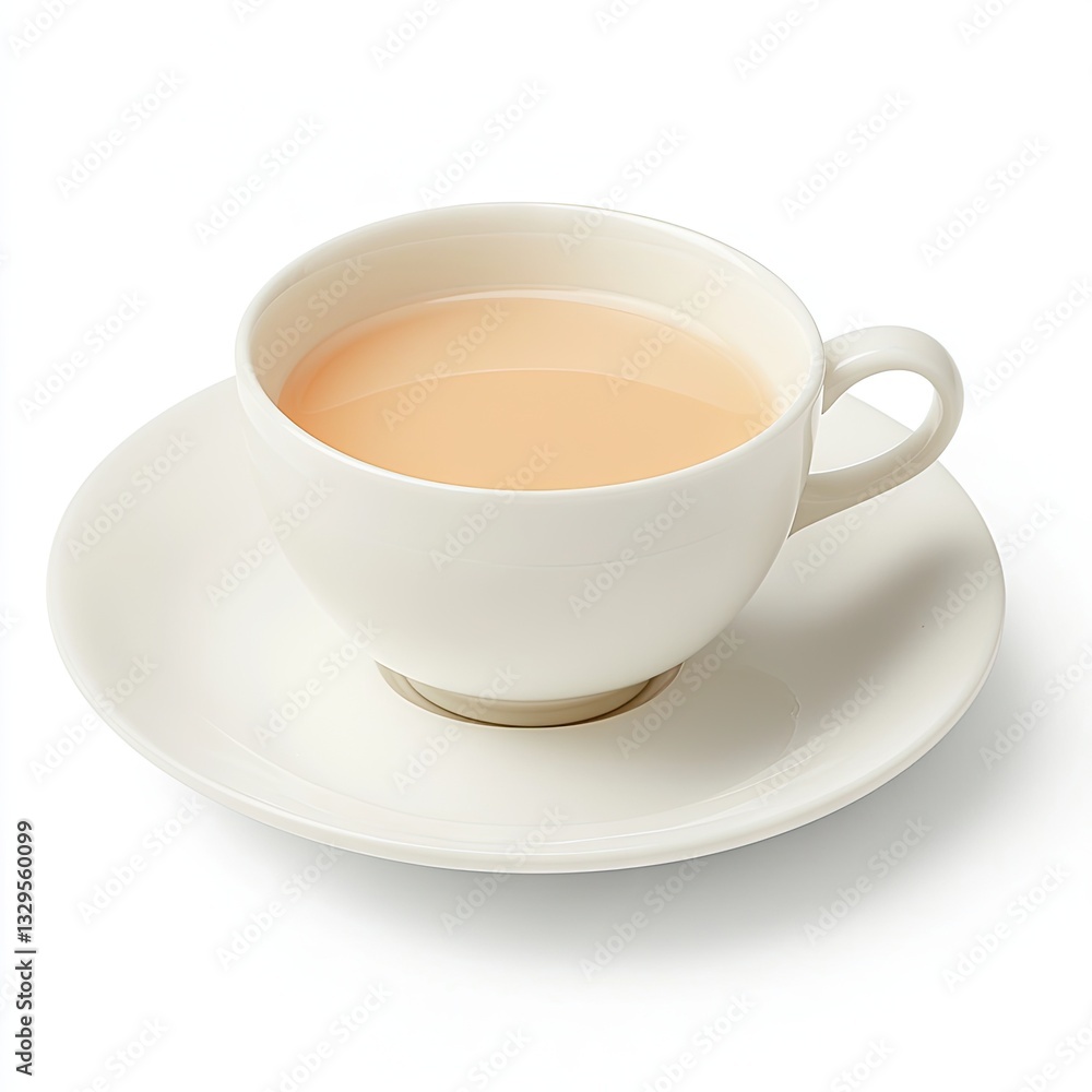 Teacup of tea, white background, studio shot; website, menu, ad Teacup of tea, white background, studio shot; website, menu, ad