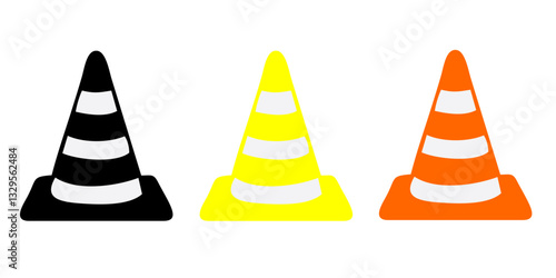 Traffic cones and under construction warning sign. Road safety and prevention of accidents during road construction