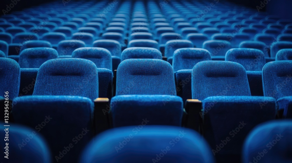 Naklejka premium Empty Blue Cinema Seats: Awaiting the Show