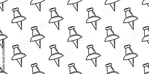 A seamless pattern featuring hand-drawn doodle-style push pins arranged on a white background. Perfect for stationery designs, creative projects, or organization-themed visuals.