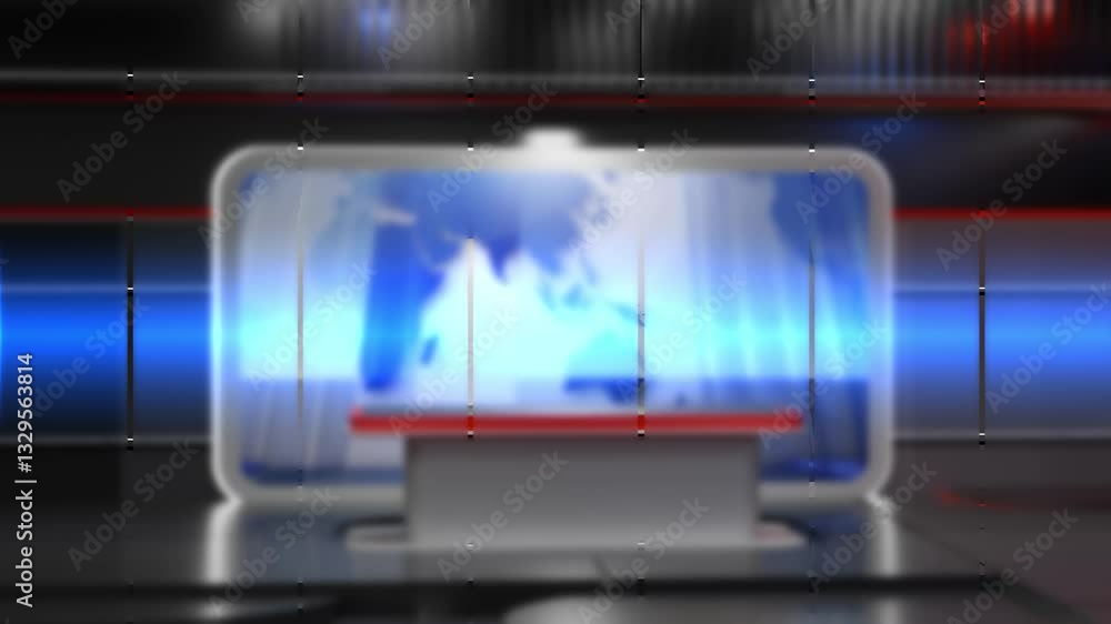 News backdrop of a glass partition with a news studio backdrop in the background Loop News backdrop of a glass partition with a news studio backdrop in the background Loop