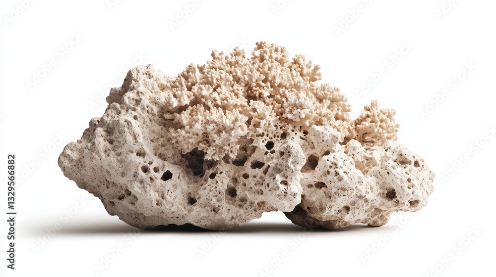 A textured coral rock with a porous surface, displaying natural patterns and colors, ideal for aquarium decor or natural history displays. A textured coral rock with a porous surface, displaying natural patterns and colors, ideal for aquarium decor or natural history displays.