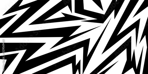 Abstract black and white background with spikes and zigzag line pattern