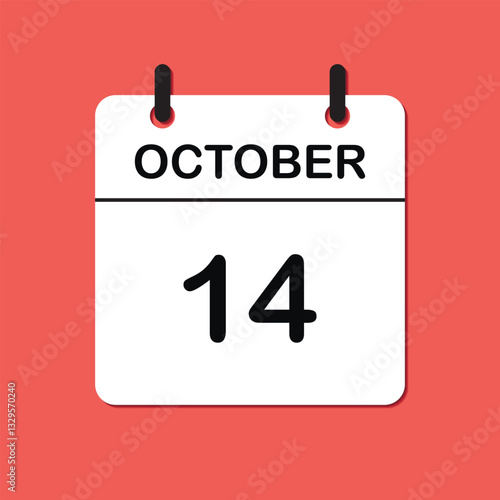October 14. Daily Calendar icon for design. Simple design for business brochure, flyer, print media, advertisement. Easily editable.
