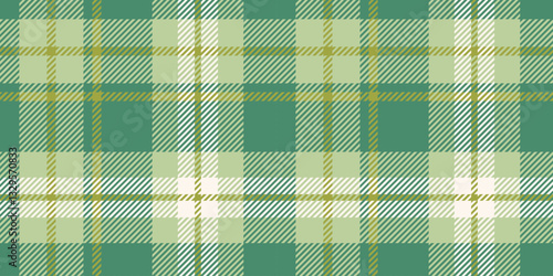 A seamless tartan plaid pattern in green and light beige hues with a classic and natural design. Ideal for textile design, fashion, decor, and creative backgrounds with a fresh and timeless appeal.