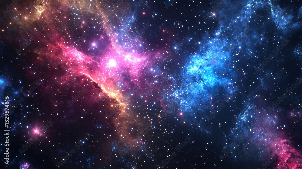 Naklejka premium Vibrant Abstract Star, Nebula, and Galaxy Background