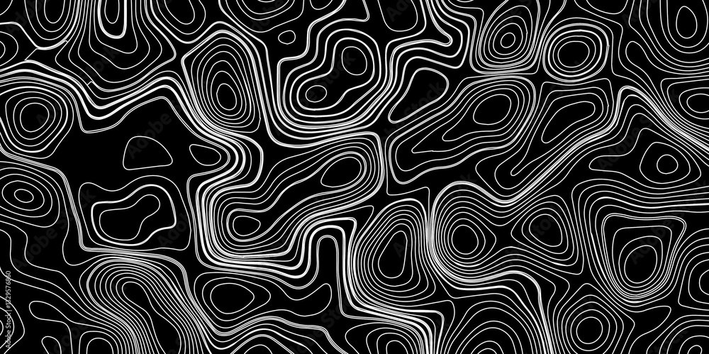 Fototapeta premium Abstract outline topographic contour map background. Dark texture background for your perfect interior. Old paper texture design .geographical map Imitation.