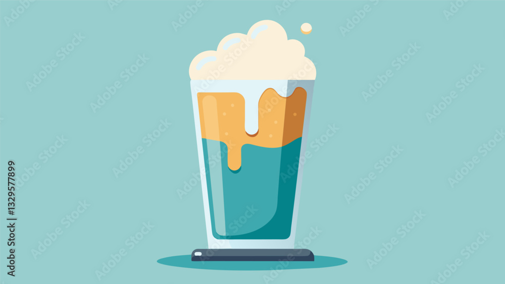 The finished product is poured into a chilled glass making a perfect canvas for the foamy top.. Vector illustration The finished product is poured into a chilled glass making a perfect canvas for the foamy top.. Vector illustration