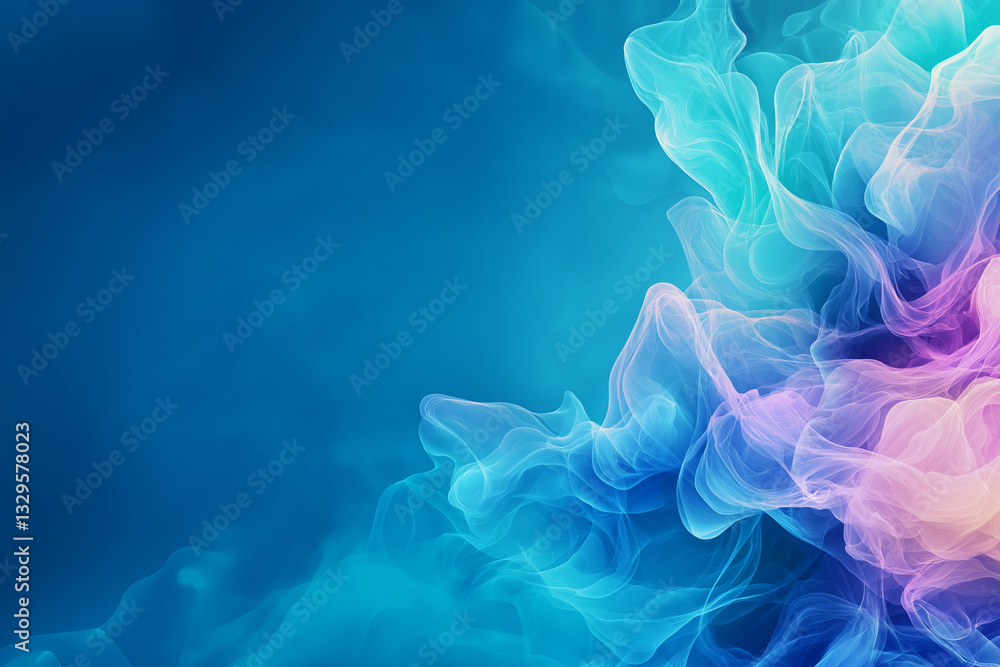 Fototapeta premium Soft blue and pink abstract background with flowing smoke like textures, creating serene and calming atmosphere. Ideal for digital art or design projects