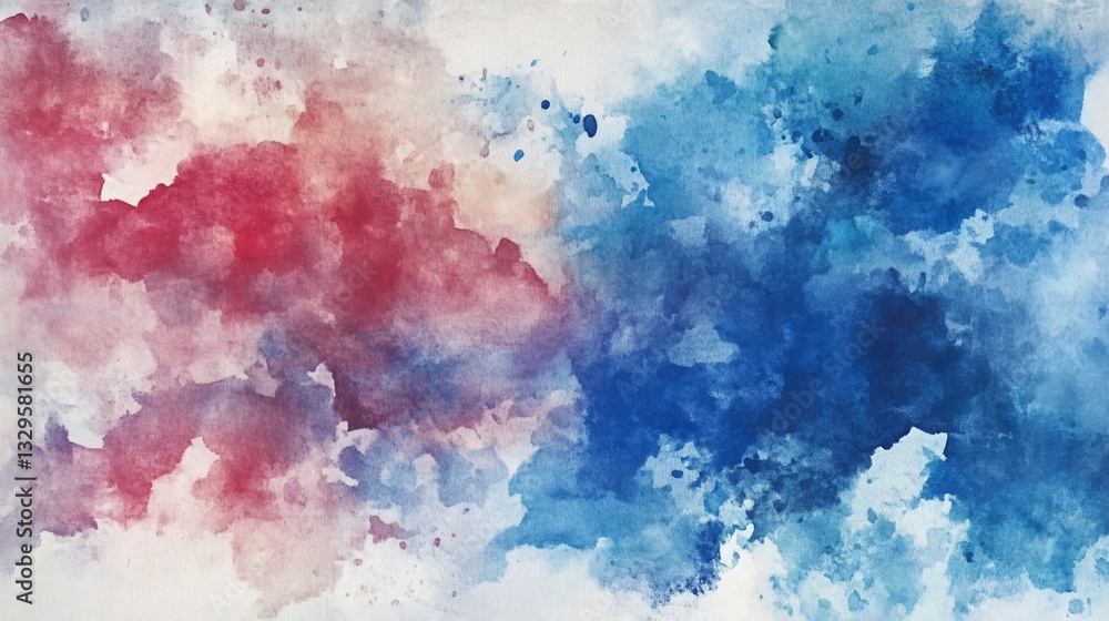 Fototapeta premium Vibrant Watercolor Sky Background with Soft Clouds and Blur Effect