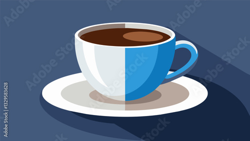The dark velvety coffee contrasts beautifully against the bright white ceramic of the cup.. Vector illustration
