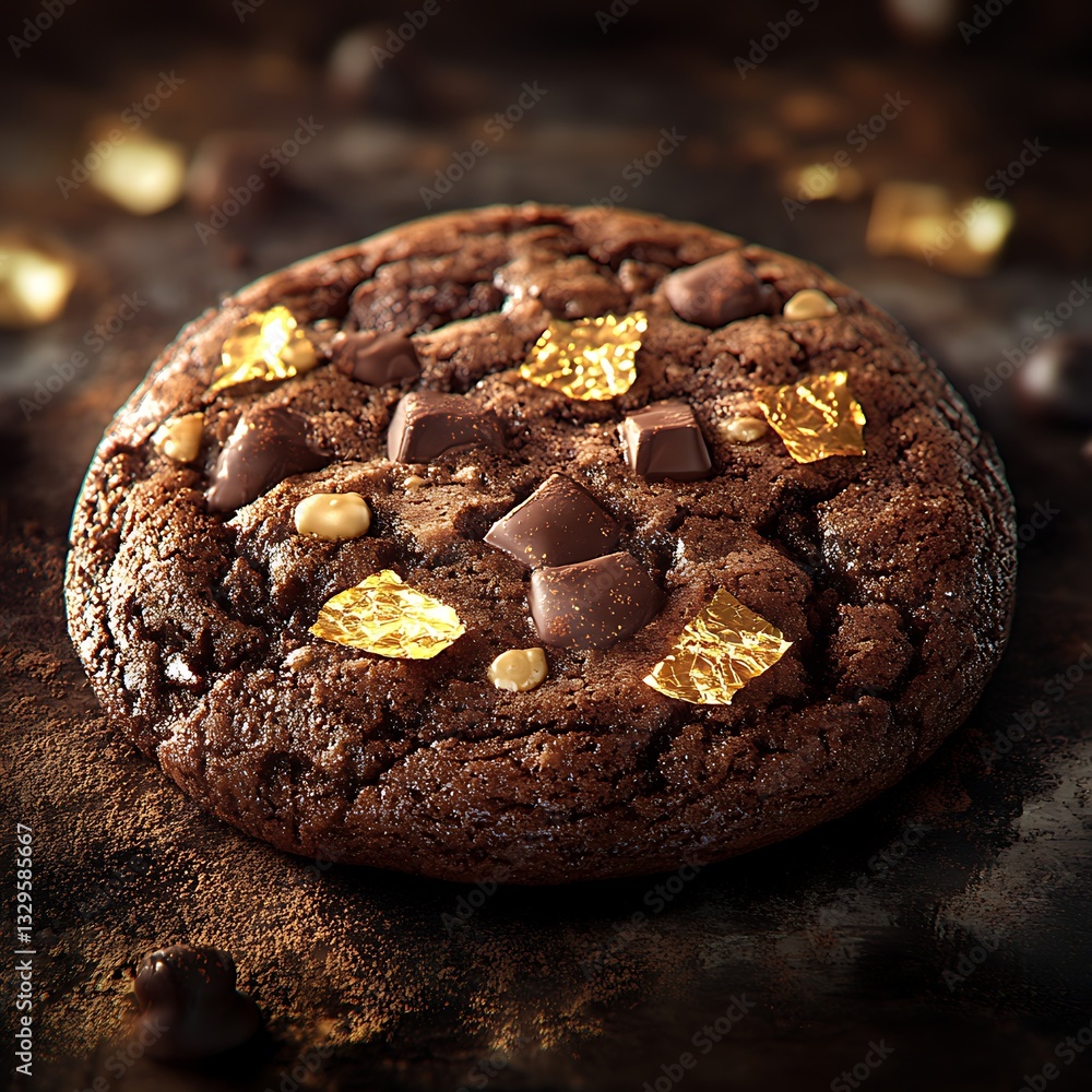 Fototapeta premium Decadent Chocolate Cookie with Gold Leaf Topping