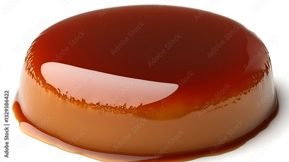 Obraz premium Caramel flan on white, dessert, sweet