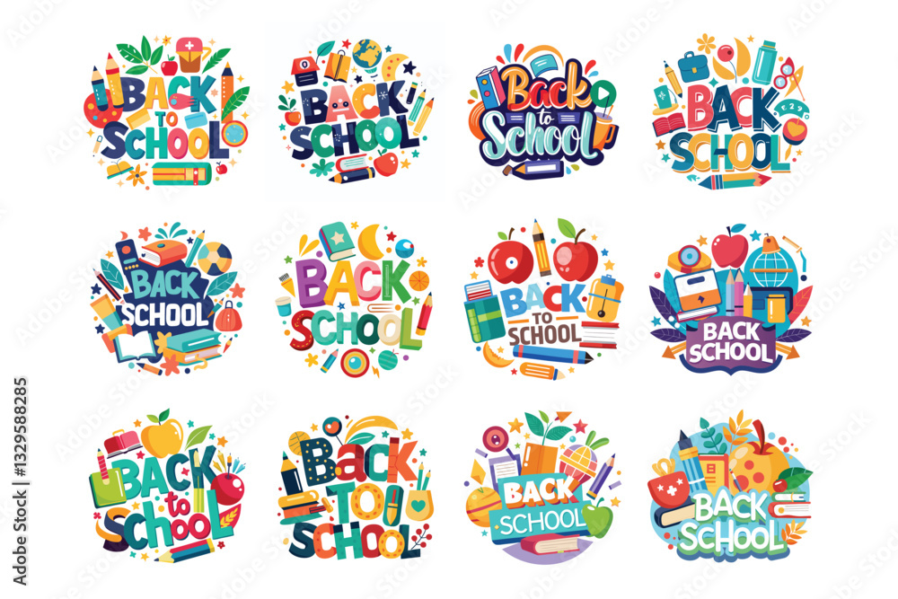 Fototapeta premium Back to School Typography T-Shirt Design Bundle