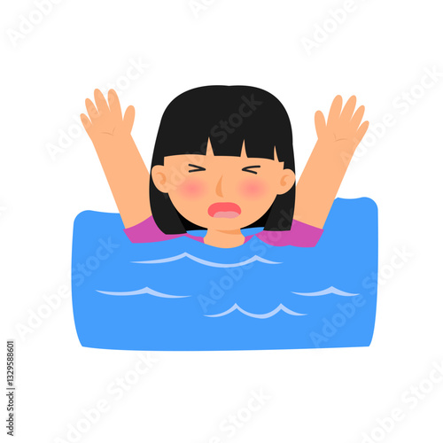 drowning child concept. vector illustration
