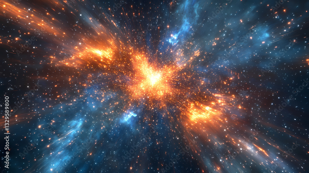 Stellar glitters and sparks in cosmic expanse, space travel, stellar explosion. Cosmic Sparks. Illustration Stellar glitters and sparks in cosmic expanse, space travel, stellar explosion. Cosmic Sparks. Illustration