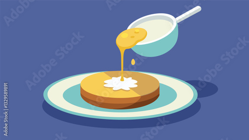 The scent of coconut milk being poured over the pancakes adding a creamy and slightly sweet touch to the already delicious dish.. Vector illustration