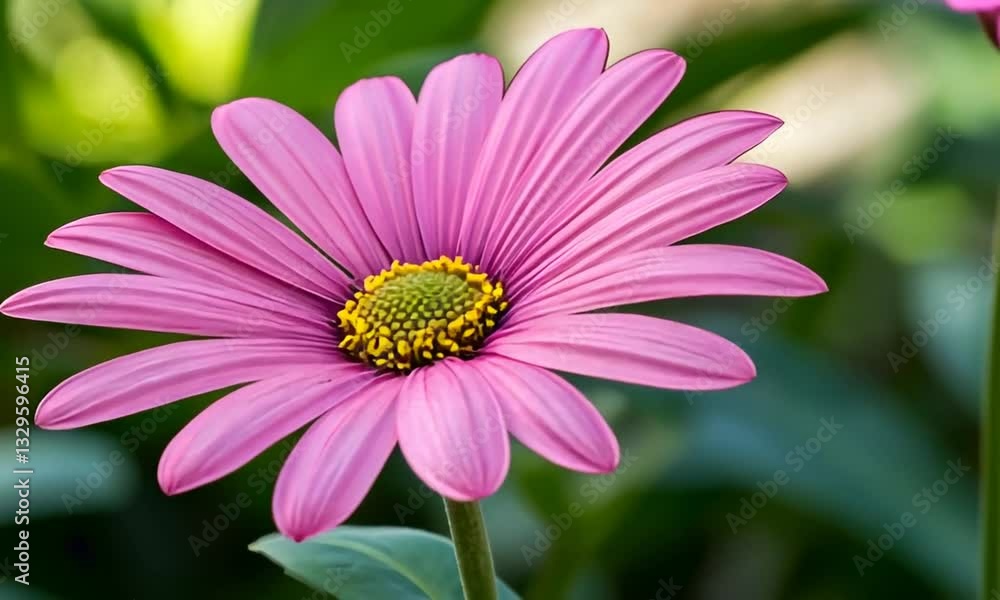 Close-up of a vibrant pink flower blooming in a lush garden setting Close-up of a vibrant pink flower blooming in a lush garden setting