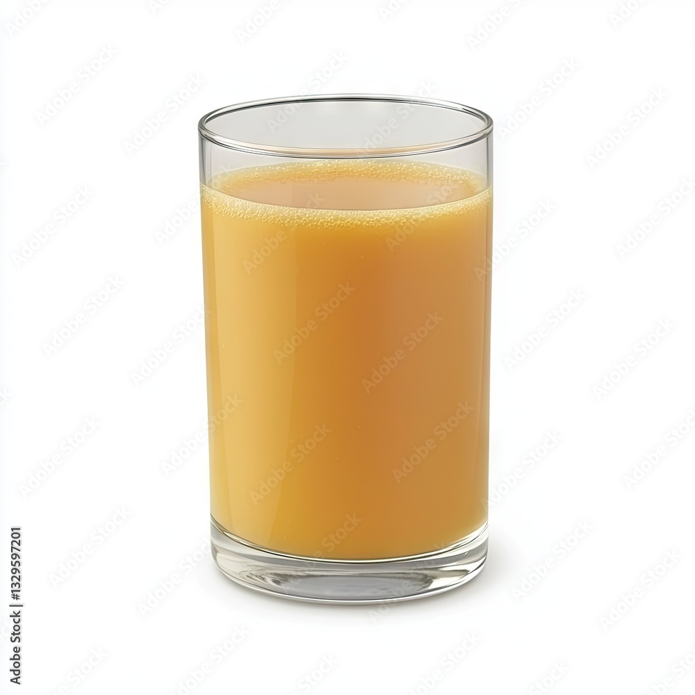 Orange juice in glass, refreshing drink, studio shot, white background, healthy breakfast Orange juice in glass, refreshing drink, studio shot, white background, healthy breakfast