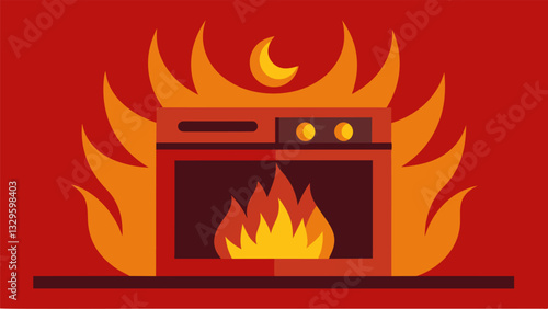 The deep rich colors of red and orange as the fire grows stronger signaling that the oven is ready for cooking.. Vector illustration