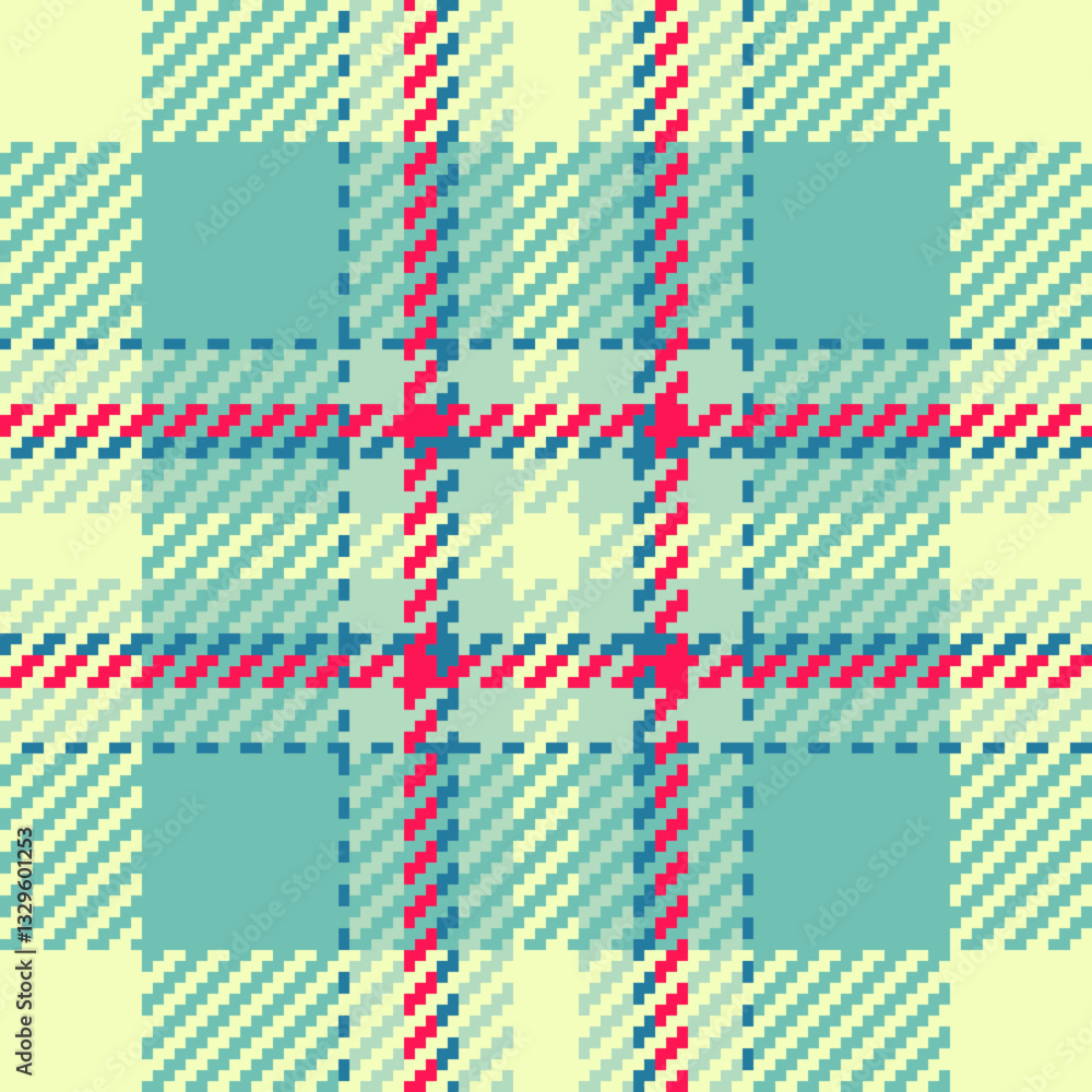 Vibrant pastel plaid pattern. Perfect for textile design, fashion, or website backgrounds. This cheerful, pixelated texture offers a modern take on classic woven fabric. Vibrant pastel plaid pattern. Perfect for textile design, fashion, or website backgrounds. This cheerful, pixelated texture offers a modern take on classic woven fabric.