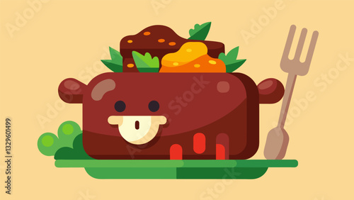 The slowcooked beef so tender it falls apart with a mere touch of the fork a hallmark of a perfectly prepared ropa vieja.. Vector illustration