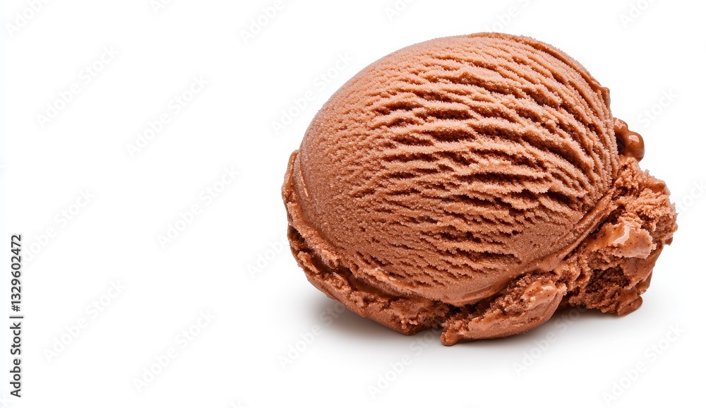 Obraz premium Single Scoop of Rich Brown Chocolate Ice Cream on White Background