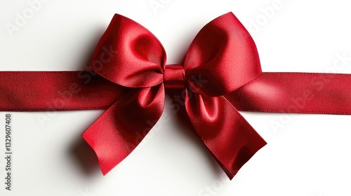 Beautifully tied red satin bow, perfect for holiday and celebration themes against a white background.