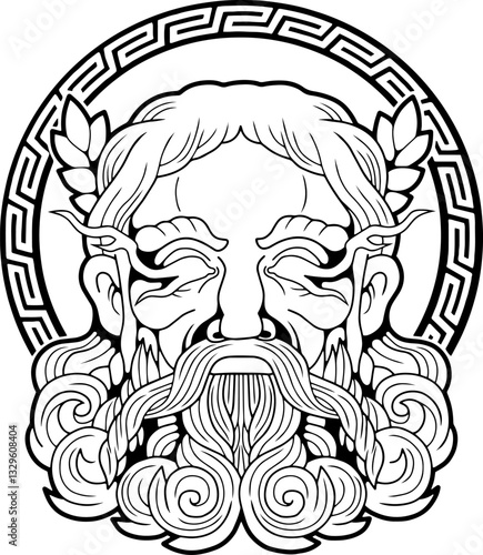 antique greek god zeus design illustration