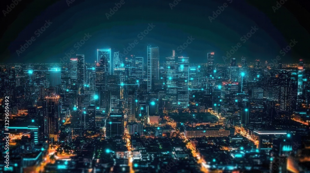 Obraz premium Quantum Computing-powered Autonomous City Control