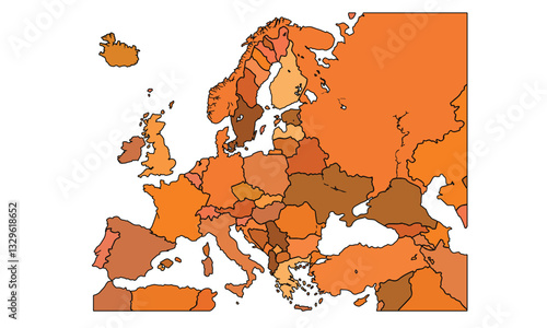 Europe map vector with country borders vector eps.10 for website layouts, background, education, precise, customizable, Travel worldwide, earth geography, political, reports.	