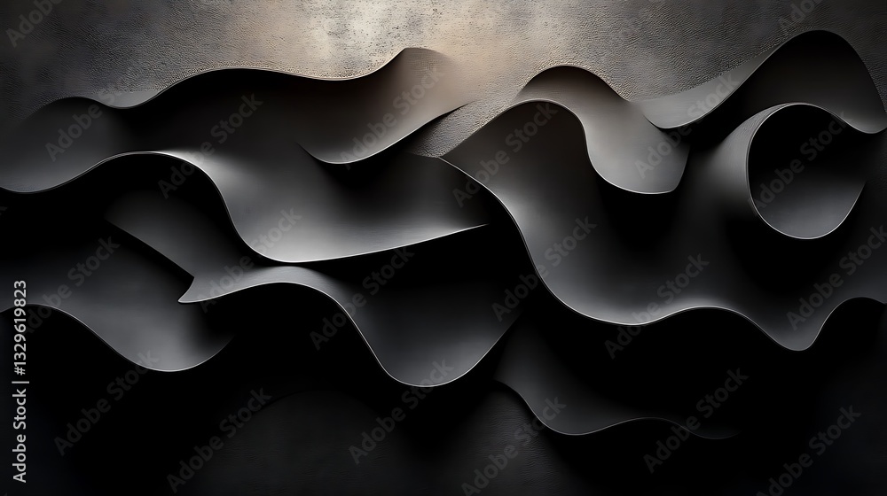 Fototapeta premium Abstract Dark Grey Wavy Layers Design