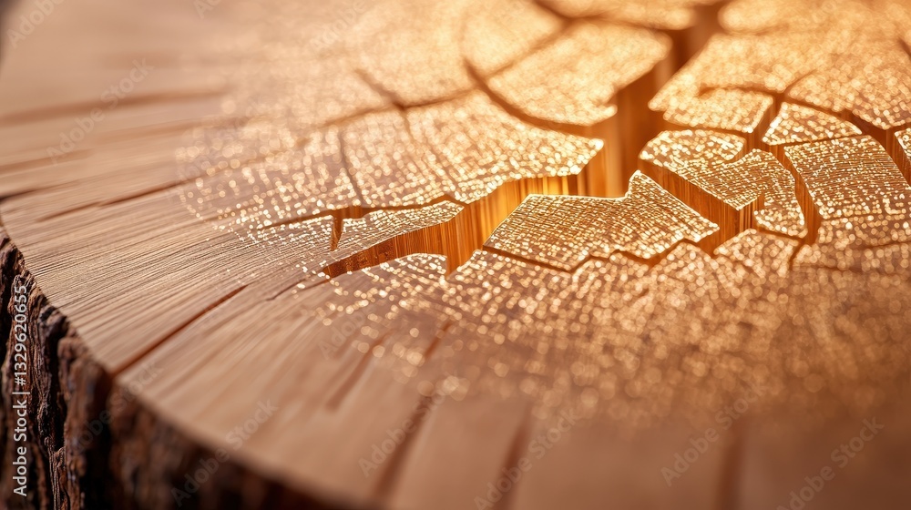 Fototapeta premium Close up Texture of Oak Bark with Engraved Data Streams and Eco Friendly Abstract Pattern
