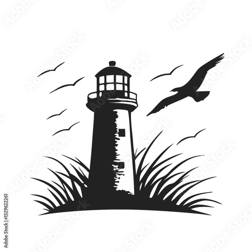 lighthouse silhouette vector illustration