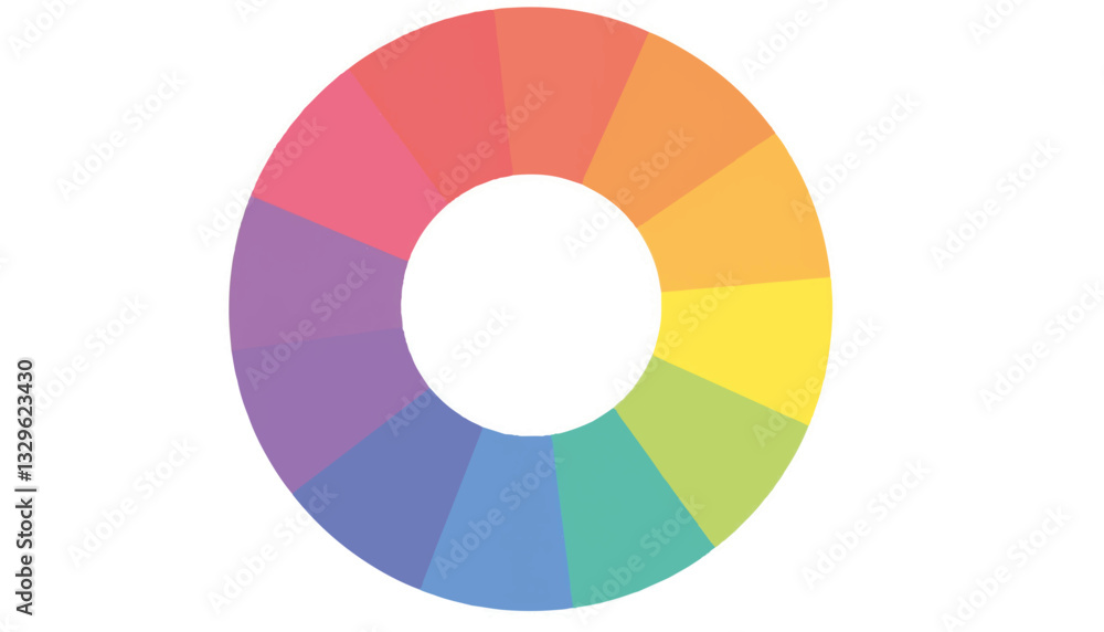 Vibrant geometric circle illustration on white background, color harmony Vibrant geometric circle illustration on white background, color harmony