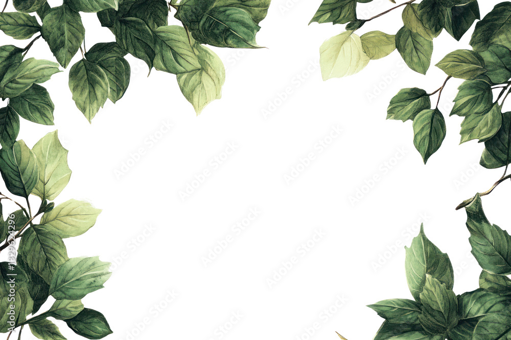 Fototapeta premium PNG Summer leaf border leaves illustration green.