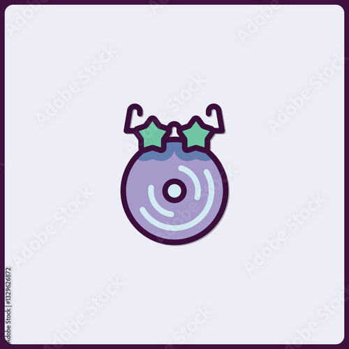 Festive spherical ornament with star-shaped toppers against pastel backdrop