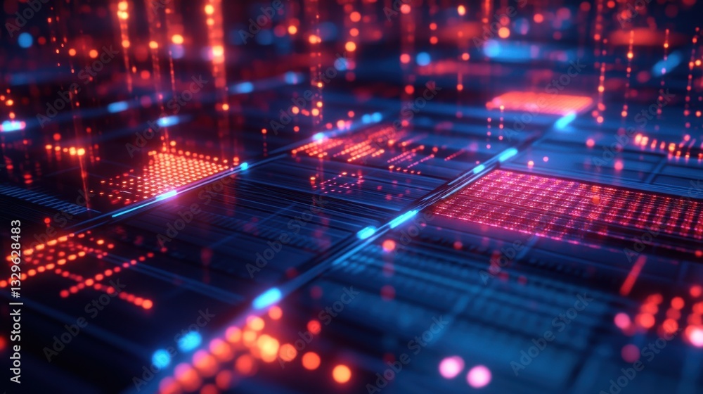 Fototapeta premium Close-up of Quantum Dots Forming a Computational Grid