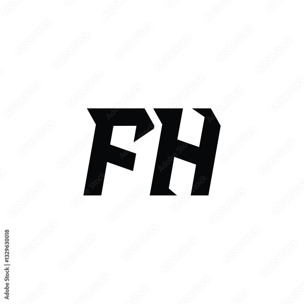 Obraz premium FH monogram logo design letter text name symbol monochrome logotype alphabet character simple logo