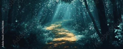 Wallpaper Mural Sunlight shines through forest canopy onto a winding pathway Torontodigital.ca