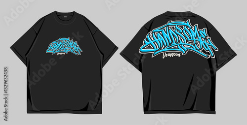 Design t shirt mockup oversize street wear black front and back